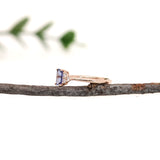 Dainty Engagement Tanzanite Ring w Natural Diamonds in 14K Yellow Gold | EM 6x4mm