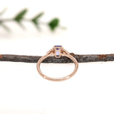 Dainty Engagement Tanzanite Ring w Natural Diamonds in 14K Yellow Gold | EM 6x4mm