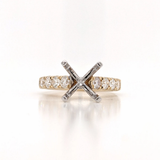 Classic Engagement Ring Setting in Solid 14K Gold with 1ct Diamonds: Wide Band Wedding Setting, Custom Ring