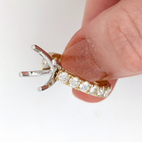 Classic Engagement Ring Setting in Solid 14K Gold with 1ct Diamonds: Wide Band Wedding Setting, Custom Ring