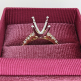 Classic Engagement Ring Setting in Solid 14K Gold with 1ct Diamonds: Wide Band Wedding Setting, Custom Ring