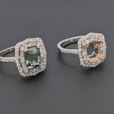 Natural Diamonds Double Halo Ring Setting: 14K Solid Gold, Statement Jewelry, Customizable | Cushion Shape 6x4mm 7x5mm 8x6mm 9x7mm 10x8mm