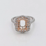 Natural Diamonds Double Halo Ring Setting: 14K Solid Gold, Statement Jewelry, Customizable | Cushion Shape 6x4mm 7x5mm 8x6mm 9x7mm 10x8mm