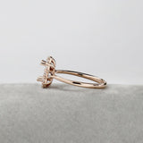 Ring Semi Mount w Earth Mined Diamonds in Solid 14K Gold | Oval 7x5mm