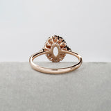 Ring Semi Mount w Earth Mined Diamonds in Solid 14K Gold | Oval 7x5mm