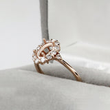 Ring Semi Mount w Earth Mined Diamonds in Solid 14K Gold | Oval 7x5mm