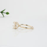 Elegant Hidden Halo Solitaire Diamond Ring Semi Mount in 14k Gold | Round Shape | Stackable | Minimal | 6 Prong Setting | Custom