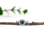 vintage style blue diamond 14k white gold ring | round 6mm