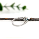 vintage style blue diamond 14k white gold ring | round 6mm