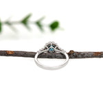 vintage style blue diamond 14k white gold ring | round 6mm