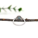 vintage style blue diamond 14k white gold ring | round 6mm