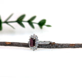 Engagement Ruby Ring w Earth Mined Diamonds in Solid 14K White Gold | EM 7x5mm