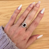 Engagement Ruby Ring w Earth Mined Diamonds in Solid 14K White Gold | EM 7x5mm
