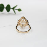 Ring Semi Mount w Earth Mined Diamonds in Solid 14K Gold | Pear 10x8mm