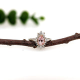 1.2ct Pink Morganite Ring w Natural Diamond Halo in 14K Solid Gold | Pear 7x5mm