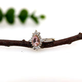 1.2ct Pink Morganite Ring w Natural Diamond Halo in 14K Solid Gold | Pear 7x5mm