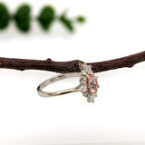 1.2ct Pink Morganite Ring w Natural Diamond Halo in 14K Solid Gold | Pear 7x5mm