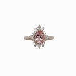 1.2ct Pink Morganite Ring w Natural Diamond Halo in 14K Solid Gold | Pear 7x5mm