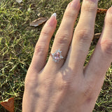 1.2ct Pink Morganite Ring w Natural Diamond Halo in 14K Solid Gold | Pear 7x5mm