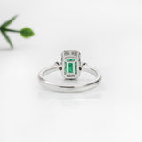 1ct Emerald Ring w Earth Mined Diamonds in Solid 14K Gold | Emerald Cut 7x5mm