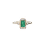 Eden 14K Yellow Gold Emerald and  Diamond Accents Ring | Emerald Cut 7x5mm