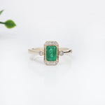 1ct Emerald Ring w Earth Mined Diamonds in Solid 14K Gold | Emerald Cut 7x5mm