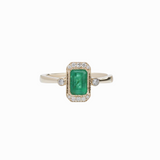 1ct Emerald Ring w Earth Mined Diamonds in Solid 14K Yellow Gold | Emerald Cut 7x5mm