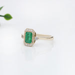 1ct Emerald Ring w Earth Mined Diamonds in Solid 14K Gold | Emerald Cut 7x5mm