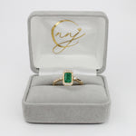 1ct Emerald Ring w Earth Mined Diamonds in Solid 14K Gold | Emerald Cut 7x5mm