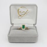1ct Emerald Ring w Earth Mined Diamonds in Solid 14K Gold | Emerald Cut 7x5mm