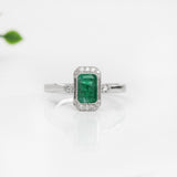 1ct Emerald Ring w Earth Mined Diamonds in Solid 14K Gold | Emerald Cut 7x5mm