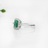 1ct Emerald Ring w Earth Mined Diamonds in Solid 14K Gold | Emerald Cut 7x5mm