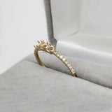 Three Stone Ring Setting with Natural Earth Mined Diamond Accents in 14K Solid Gold | Round