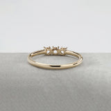 Three Stone Ring Setting with Natural Earth Mined Diamond Accents in 14K Solid Gold | Round