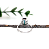 Mayumi | 2.95ct Indicolite Tourmaline & Diamond Ring in 14K White Gold – Emerald 12×5mm – Bi-Color/Multi-Color Indicolite Tourmaline