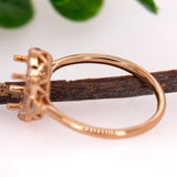 Vintage Inspired Ring Semi Mount w Baguette and Round Diamonds in 14K Gold | Oval Shape | Custom Gemstone Jewelry