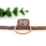 6.38ct Ametrine Ring w Earth Mined Diamonds in Solid 14K Gold | Cushion 14x10mm