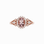 Pink Morganite w Natural Diamond Accents in Solid 14K Rose Gold | Oval 7x5mm