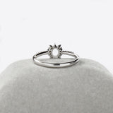 Compass Prong Semi Mount Ring with Unique Diamond Accents in 14K Solid White, Yellow or Rose Gold | Oval Shape