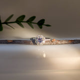 Flower | 0.4ct Brazilian Alexandrite & Diamond Ring in 14K White Gold – Round 4.5mm – Minimalist Fine Jewelry, Engagement Gift