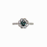 Dainty Round Alexandrite Ring w Natural Diamond Accents in Solid 14K White Gold