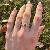 Demantoid Ring w Earth Mined Diamonds in Solid 14K Yellow Gold | Round 5mm