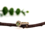 Demantoid Ring w Earth Mined Diamonds in Solid 14K Yellow Gold | Round 5mm