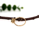 Demantoid Ring w Earth Mined Diamonds in Solid 14K Yellow Gold | Round 5mm