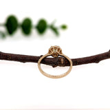 Demantoid Ring w Earth Mined Diamonds in Solid 14K Yellow Gold | Round 5mm