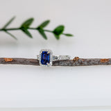 1.2ct Tanzanite Ring w Earth Mined Diamonds in Solid 14K White Gold | EM 7x5mm