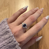 1.2ct Tanzanite Ring w Earth Mined Diamonds in Solid 14K White Gold | EM 7x5mm