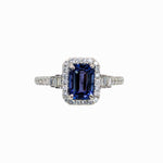 1.2ct Tanzanite Ring w Earth Mined Diamonds in Solid 14K White Gold | EM 7x5mm