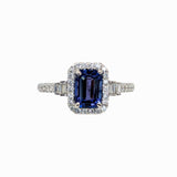 1.2ct Tanzanite Ring w Earth Mined Diamonds in Solid 14K White Gold | EM 7x5mm