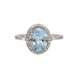 1.7ct Sparkling Aquamarine Ring w Diamond Halo